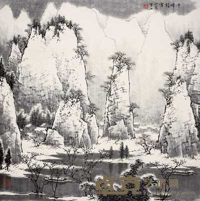 白雪石 1993年作 千峰积雪 镜心 68×68cm